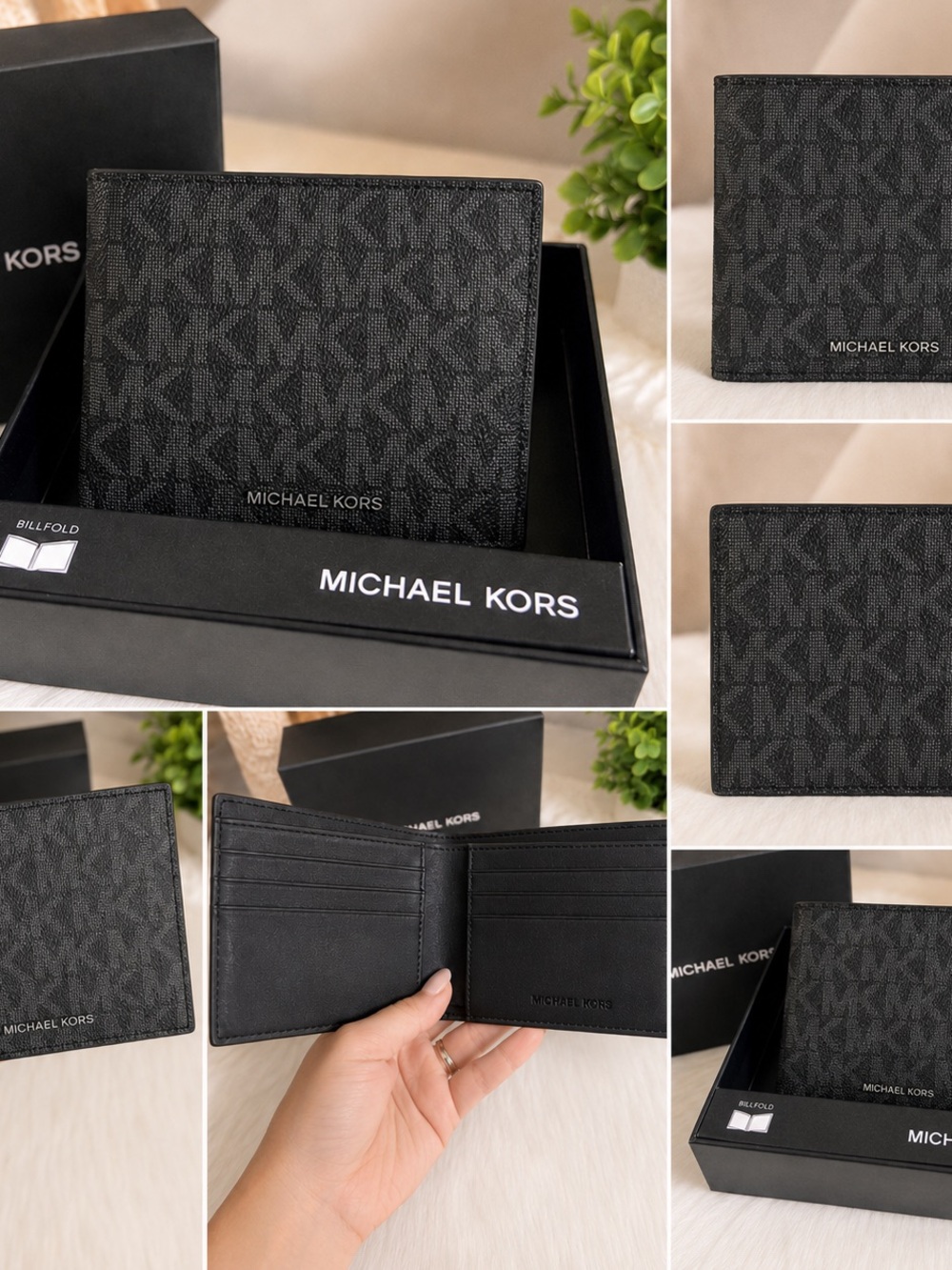 Michael Kors Black MK Monogram Bifold Card & Cash Wallet
